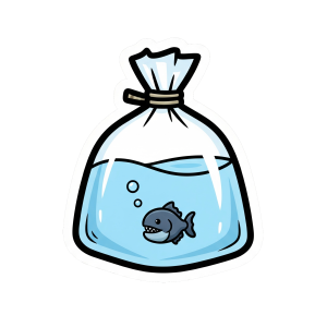 Piranha Fish in a Bag" Sticker