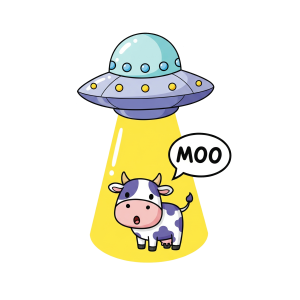 "Moo!" UFO Cow Abduction Sticker