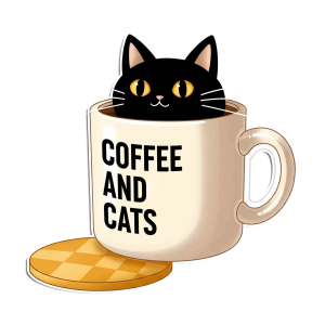 Coffee and Cats Black Cat in a Mug